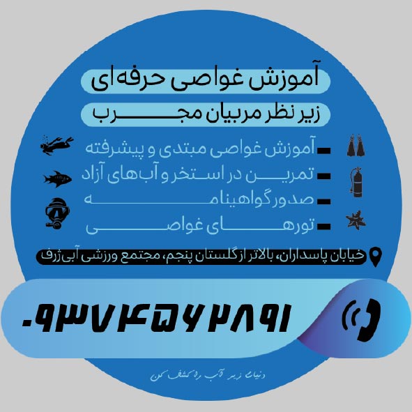 دانلود کارت ویزیت آموزشگاه غواصی میورین