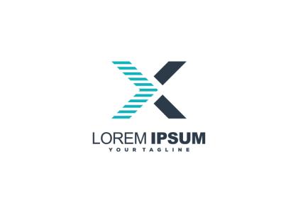 طرح لوگو x انگلیسی با خط چین