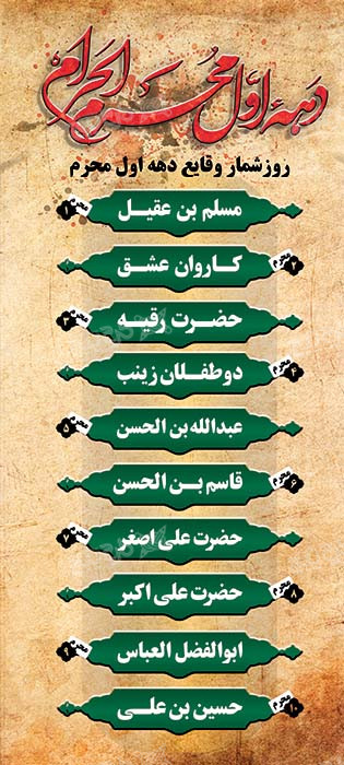 دانلود بنر روز شمار وقایع دهه اول محرم