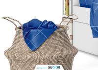 دانلود موکاپ رو تختی آبی با گلدون