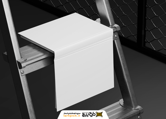 دانلود موکاپ کتاب آویزان روی نردبان و تکیه به پایه فلزی