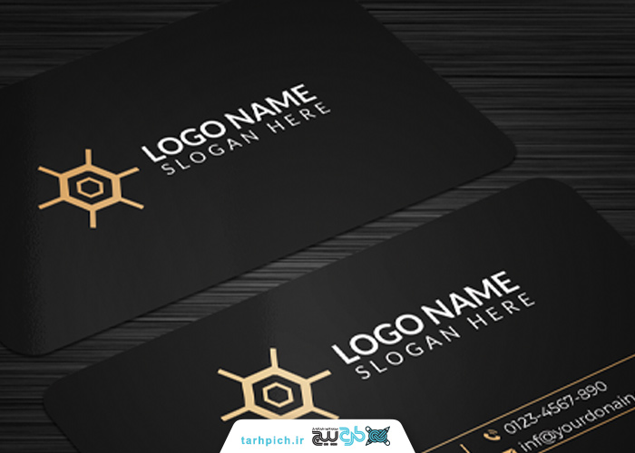دانلود موکاپ کارت ویزیت مشکی با طرح سفید رنگ