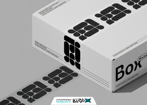 دانلود موکاپ جعبه مقوایی بسته بندی و لیبل برچسب