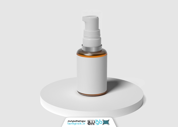 دانلود موکاپ آرایشی بهداشتی سرم روی استند