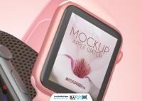 دانلود موکاپ ساعت دیجیتال صورتی با بک گراند صورتی