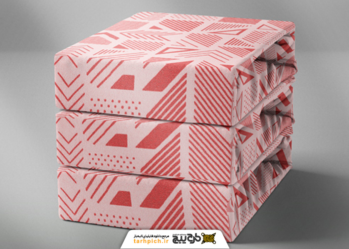 دانلود موکاپ ست پارچه چیده و حالت تاشده روی سطح مات