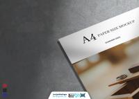دانلود موکاپ تراکت کاغذ سایز A4 تابستان 2022 (طرح حلقه و جعبه چوبی)