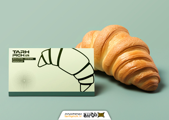 دانلود موکاپ نانوایی کارت ویزیت به همراه شیرینی کروسان