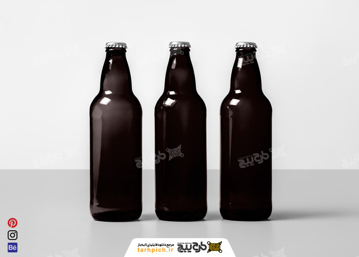 دانلود موکاپ بطری شیشه ای تیره خانواده محصول