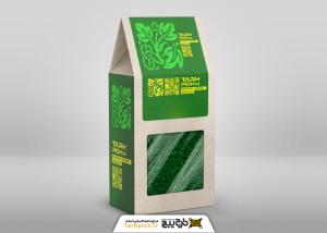 دانلود موکاپ بسته‌بندی چای گیاهی دارویی با پنجره شفاف و سه رخ