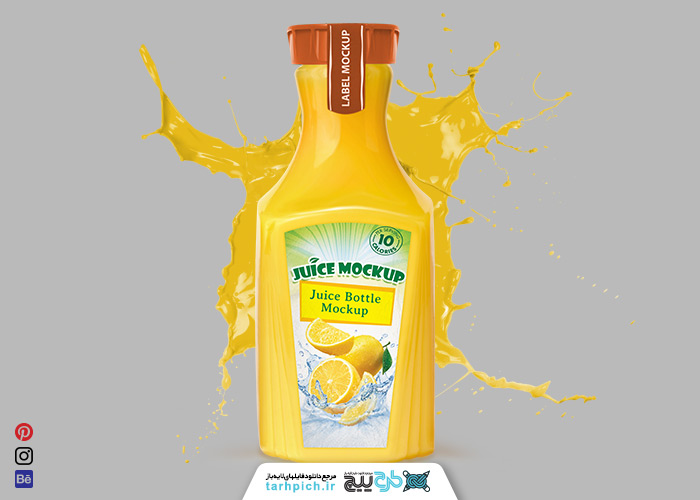 دانلود موکاپ آبمیوه پرتقال سه تایی زرد