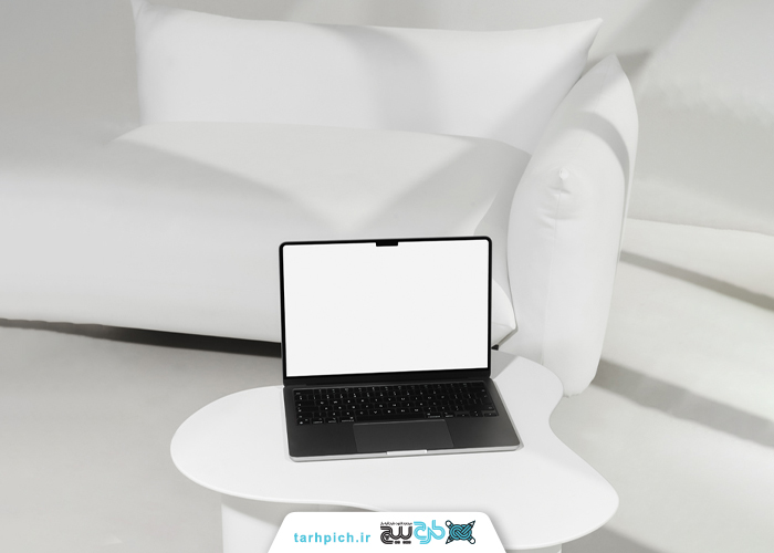 دانلود موکاپ لپتاپ سفید با دور مشکی