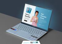 دانلود موکاپ لپتاپ نقره ای با دور مشکی