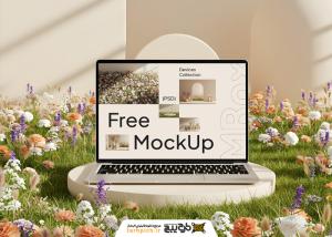 دانلود موکاپ لپتاپ و موبایل در فضای کرمی رنگ