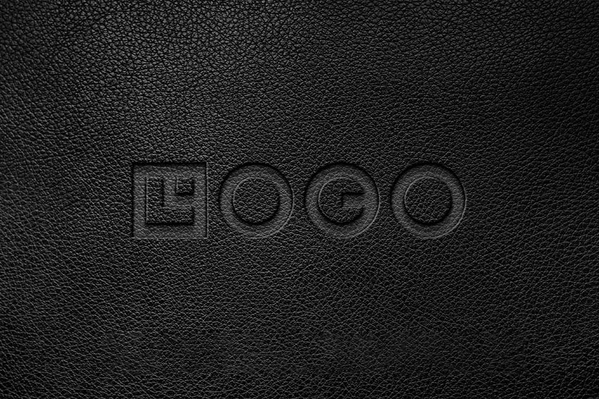 دانلود موکاپ لوگوی تصویری روی چرم فرورفته