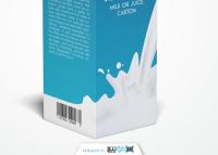 دانلود موکاپ شیر پاکتی آبی رنگ ایستاده