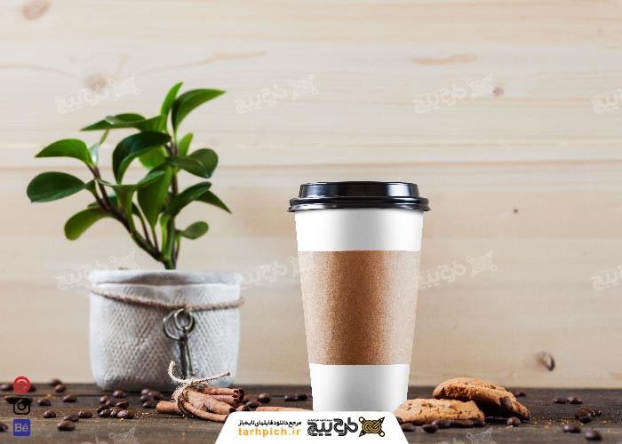 دانلود موکاپ لیوان کاغذی قهوه همراه با بک گراند