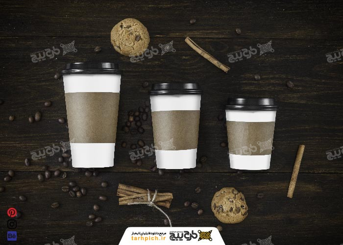 دانلود موکاپ لیوان کاغذی قهوه همراه با بک گراند