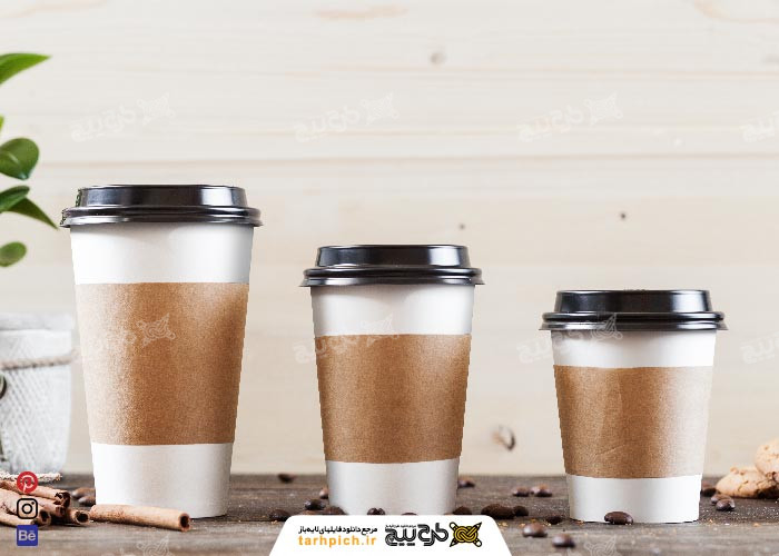 دانلود موکاپ لیوان کاغذی قهوه همراه با بک گراند