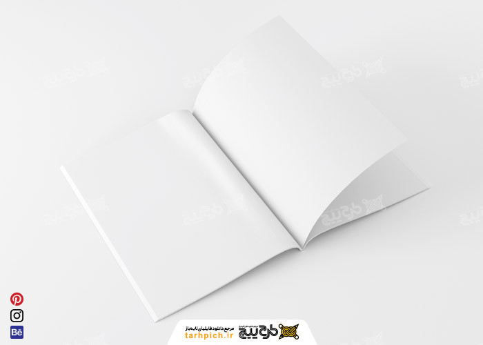 دانلود موکاپ خوانواده محصول دفتر یاداشت سفید حالت برگ خورده