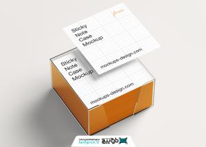 پک موکاپ برگه استیک یادداشته و پایه