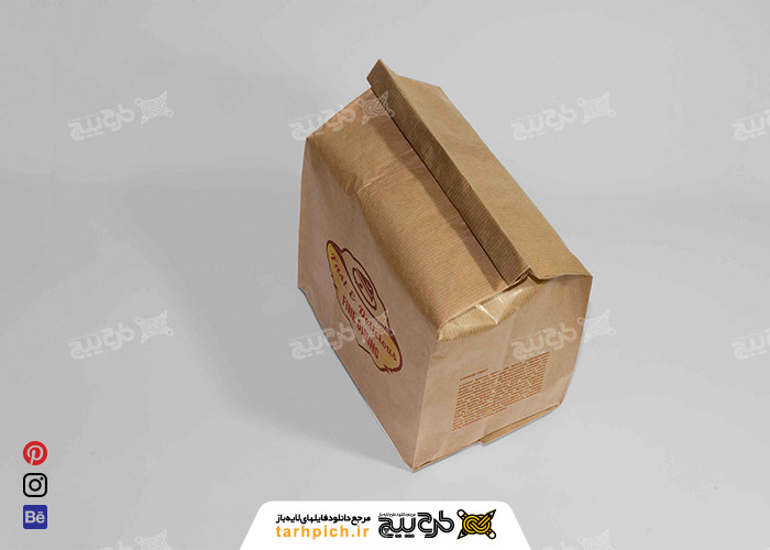 دانلود موکاپ پاکت کاغذی بسته بندی فست فود حالت ایستاده