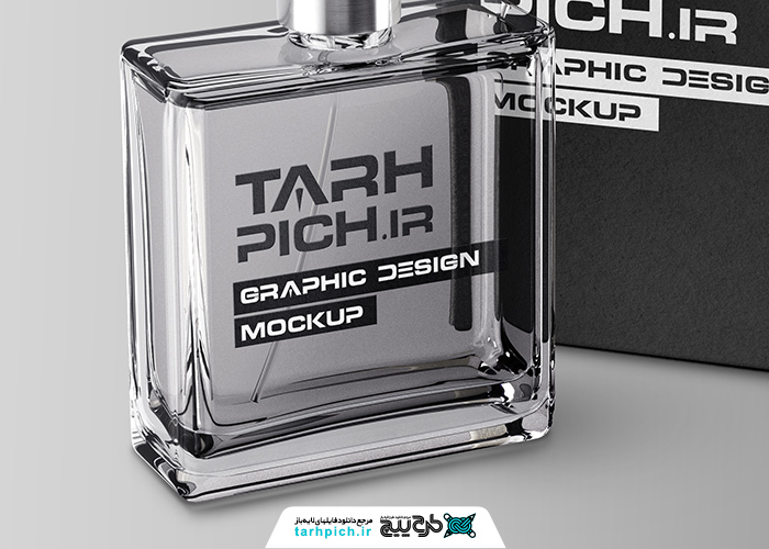 دانلود موکاپ عطر و ادکلن با جعبه و بسته بندی مشکی