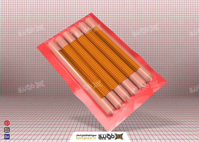 دانلود موکاپ بسته بندی سوسیس وکیوم شده