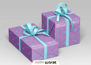 دانلود موکاپ جعبه بنفش هدیه