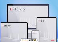 دانلود موکاپ ریسپانسیو دیوایس با نمایش دسکتاپ، تبلت و گوشی و سایه شیشه‌ای