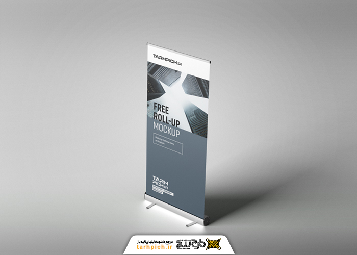 دانلود موکاپ ست رول آپ از نماهای مختلف روی سطح مات