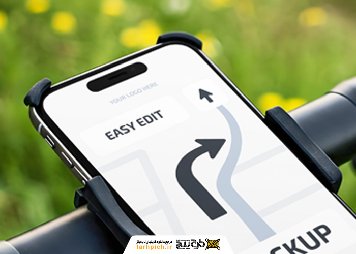 دانلود موکاپ پایه موبایل روی دوچرخه