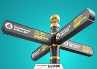 دانلود موکاپ نمایشگر راهنمایی چهارراه با ستون فلزی