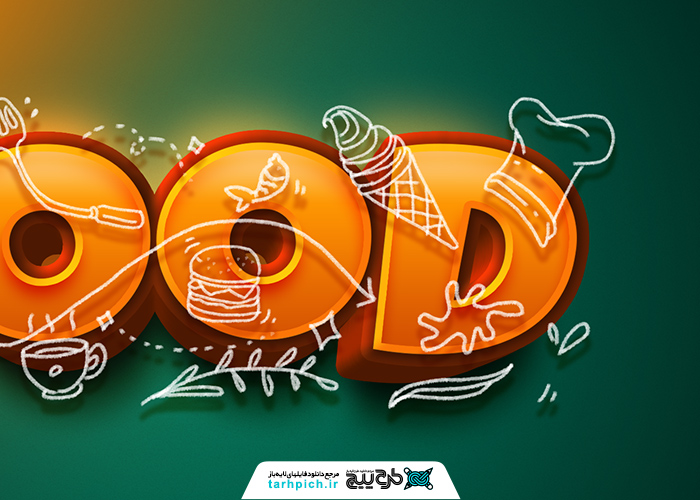 دانلود موکاپ نوشته تکست استایل متن زرد فانتزی خوراکی