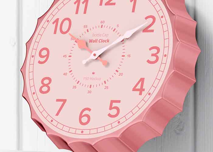 دانلود موکاپ ساعت دیواری با عقربه های فانتزی