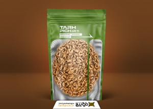 دانلود موکاپ پاکت گردو ایستاده زیپ‌دار پوچ پک روی سطح مات