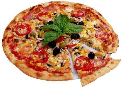 دانلود تصویر دوربری شده پیتزا گرد با اسلایس بیرون زده