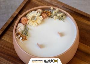 دانلود تصویر استوک شمع در ظرف بزرگ
