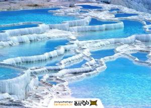 دانلود تصویر استوک چشمه های پاموکاله یا قلعه پنبه ای