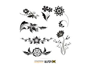 وکتور گل سیاه و سفید پک هفت عددی