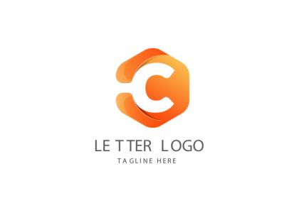 دانلود طرح لوگو حرف سی انگلیسی تو خالی داخل چند ضلعی