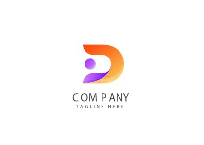 لوگو آماده دی انگلیسی نارنجی با دایره