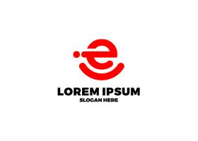 دانلود لوگو e کوچک انگلیسی با طرح لبخند قرمز
