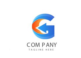 دانلود لوگو حرف جی ابی رنگ با فلش به سمت چپ