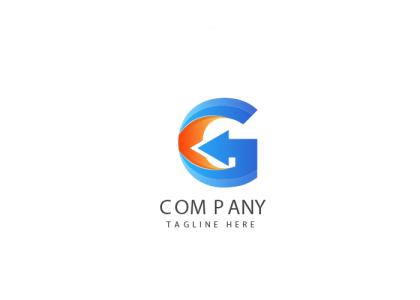 لوگو حرف جی ابی رنگ با فلش به سمت چپ
