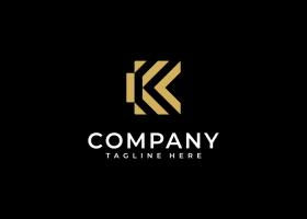دانلود لوگو مینیمال حرف K با زنگ طلایی و سفید