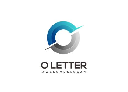لوگو O انگلیسی با تریکب دو نیم دایره رنگی