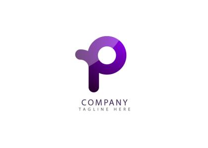 طرح لوگو P انگلیسی به سبک مدرن و رنگ بنفش