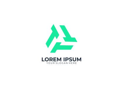 طرح لوگو حرف تی انگلیسی به رنگ سبز و به تعد سه عدد