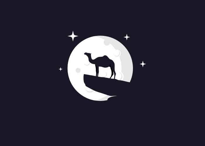 دانلود طرح لوگو شتر در ماه با ستاره